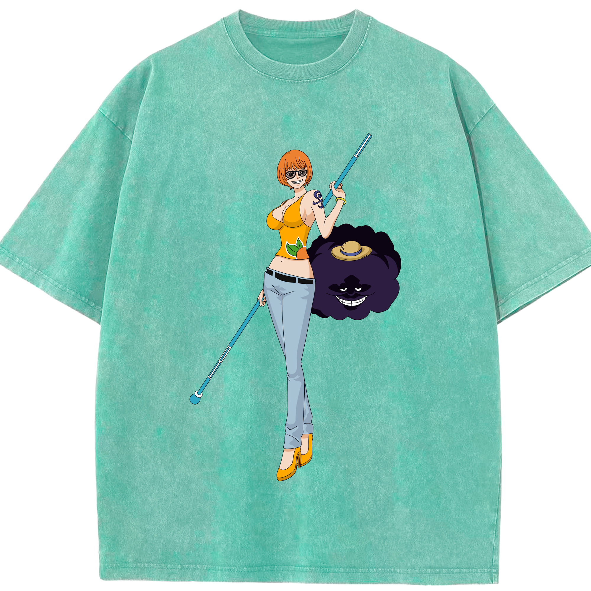 ワンピース ナミ ONE PIECE Nami 綿100% ヴィンテージ風 半袖Tシャツ（フロントプリント）